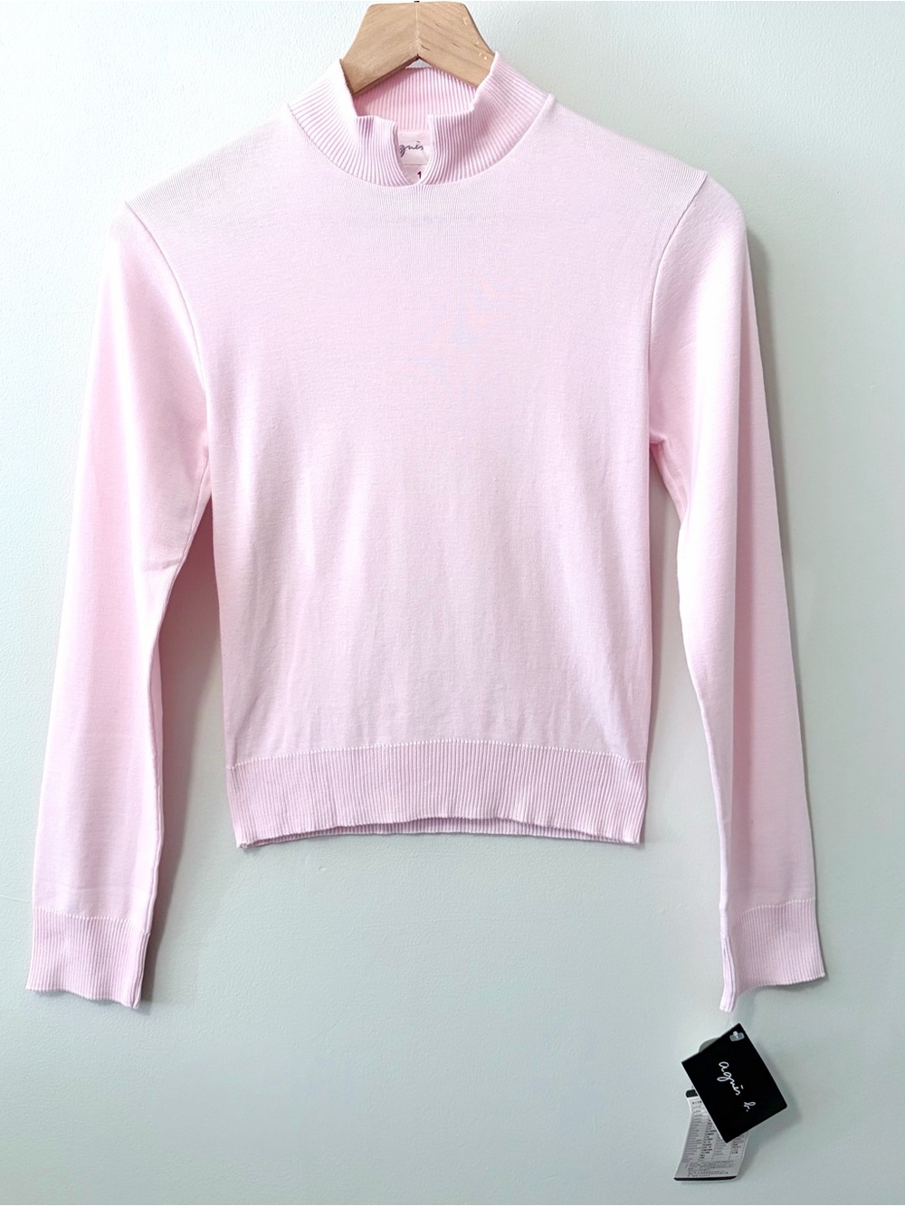 agnes b. Ballet Pink Mock Neck Knit Sweater